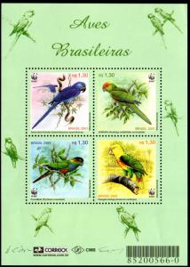 BRAZIL 2799 S/S MNH SCV $6.50 BIN $4.00 PARROTS