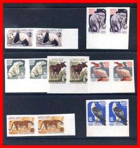 Russia 1964 #2905-2911, Animals Imperf Pairs set of 7