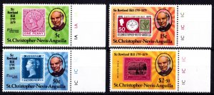 St.Kitts-Nevis 1979 Sc#384/387 STAMPS ON STAMPS-ROWLAND HILL Set (4) MNH