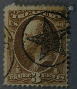 United States #O74 3 Cent Treasury Official Fancy Star In Circle Cancel Used