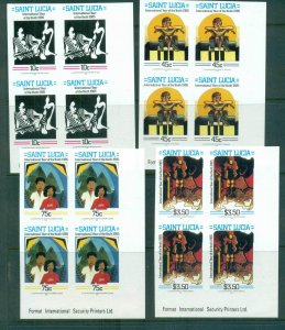 St Lucia 1985 Intl. Youth year IMPERF Imprint Blks 4 MUH lot68686