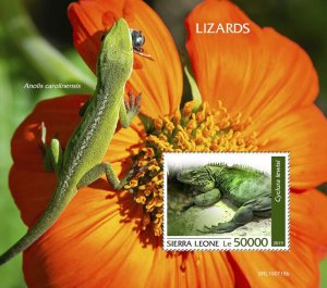 Sierra Leone 2019 MNH Reptiles Stamps Lizards Blue Iguanas Lizard 1v S/S