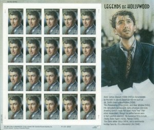 US: 2007 JAMES STEWART - LEGENDS OF HOLLYWOOD; Sheet Sc 4197; 41 Cents Values