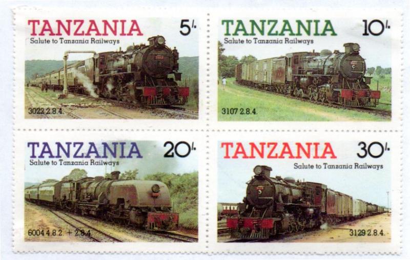 TANZANIA 271-274 MH BLOCK/4 SCV $1.40 BIN $0.70 TRAINS