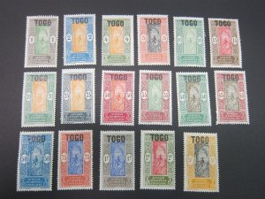 French Togo 1921 Sc 193-209 set MH