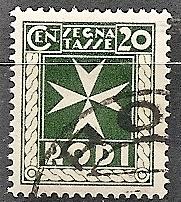 AEGEAN ISLS.-Rhodes J3 USED 1934 20c Postage Due
