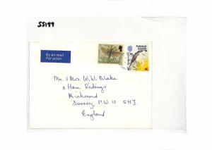 FALKLAND ISLANDS Air Mail Cover BIRDS INSECTS GB Surrey 1984 {samwells}SS188