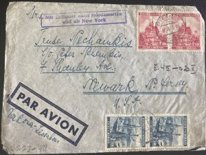 1940 Prague Bohemia Germany Censored Airmail Cover To Newark NJ Usa