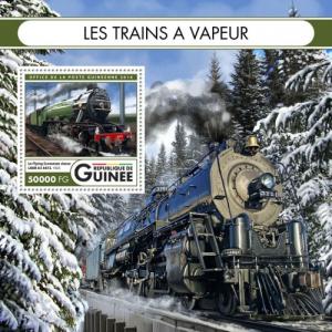 GUINEA 2016 SHEET STEAM TRAINS LOCOMOTIVES