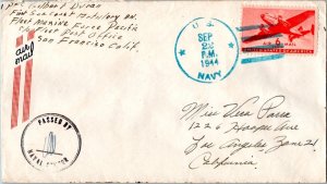 United States Marine Corps 6c Transport 1944 U.S. Navy blue postmark, First S...