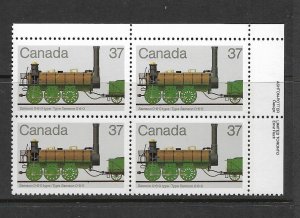 CANADA - 1983 CANADIAN LOCOMOTIVES UPPER RIGHT PB - SCOTT 1001 - MNH