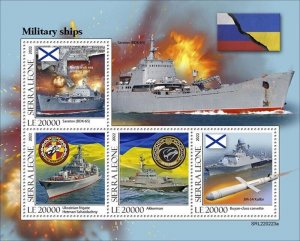 Sierra Leone - 2022 Military Ships, Orsk, Frigate - 4 Stamp Sheet - SRL220223a
