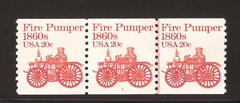 Scott #1908 Pl#1 Line Strip of 3 Unused, Original Gum, Ne...