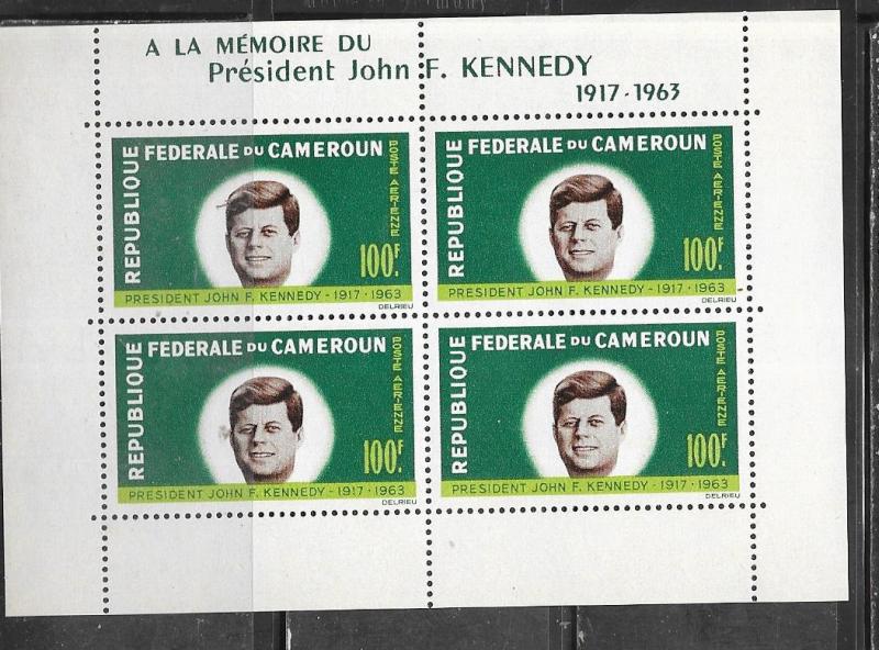 Cameroun #C52a 100f J.F.K. S/S of 4 (MNH) CV $10.00