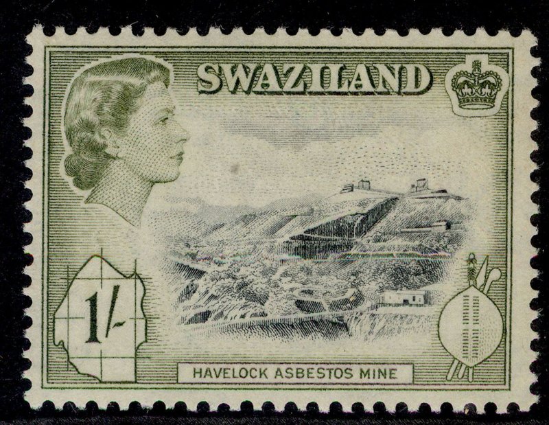 SWAZILAND QEII SG59, 1s black & deep olive, NH MINT.