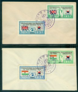 KOREA 1951 Korean War FLAGS set on 21 FDC covers w/42 stamps(Sc# 132-173)VF Rare