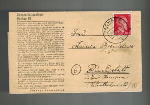 1944 Germany Dachau Concentration Camp KZ Letter Cover to Ringstadt Josef Kalura