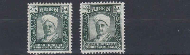 ADEN  MUKALLA    1942 - 46   S G 1 + 1A    2 X 1/2A  VALUES  MH &   MNH 