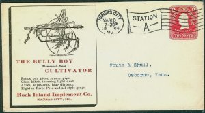 1908, “The Bully Boy Hammock Seat Cultivator” advertising cover on 2¢ entire