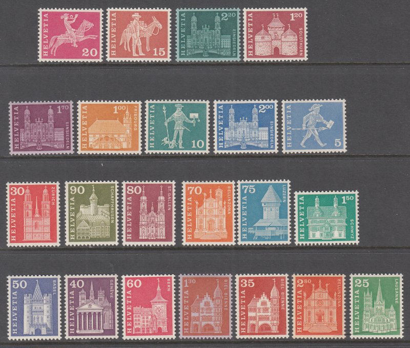 Switzerland 382-399B Architecture MNH VF