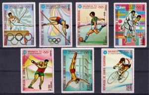 EQUATORIAL GUINEA 1972 SUMMER OLYMPIC GAMES MUNICH SET (7) Cycling Perf.MNH