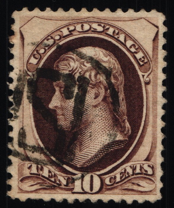 Scott #188 - VF/XF - 10c Brown - Jefferson - Used Numeral Cancel - 1878