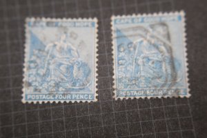 CAPE OF GOOD HOPE 27a AND 27   USED RIGHT STAMP ULTRAMARINE SHADE