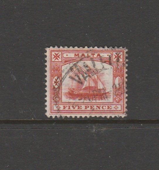 Malta 1904/14 5d Vermillion Used SG 59