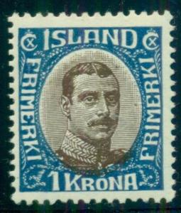 ICELAND #126 (142) 1kr Chr. X, og, NH, VF, Scott $495.00