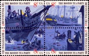 1973 8c Boston Tea Party, Block of 4 Scott 1480-83 Mint F/VF NH