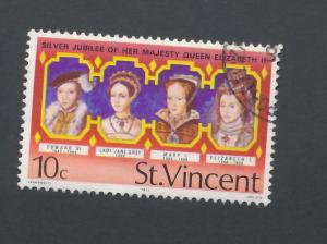 St Vincent 1977 Scott 488 used - 10c, Silver Jubilee, Queens