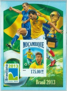 M1472 - MOZAMBIQUE - ERROR, 2013 IMPERF SHEET: Soccer, Footbal, Neimar, Brazil