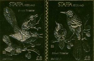 Staffa 1981 GULLS Birds (2v) 23k Gold Foil Perforated Mint (NH)