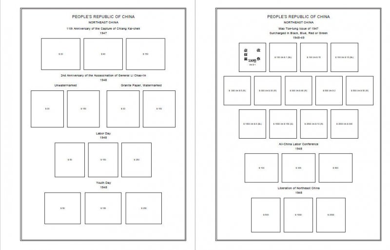 PRINTED CHINA P.R.C. PROVINCES 1945-1951 STAMP ALBUM PAGES (61 pages)