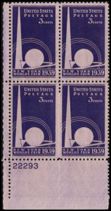 US #853 NEW YORK MNH LL PLATE BLOCK #22293