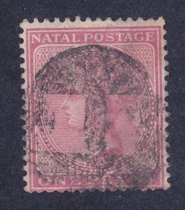 Natal 51 Used 1874 1p Dull Rose QV Fancy Cancel Very Fine