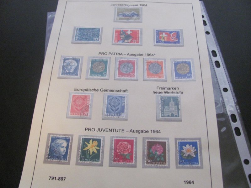 SWITZERLAND USED STAMPS & COVERS COLL. ON PAGES 1930-2005 $2K-$3K CAT. XF (191)