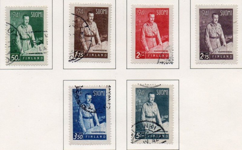 Finland Sc 227-32 1941 Mannerheim stamp set used