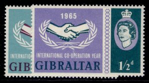 GIBRALTAR QEII SG182-183, 1965 intl co-operation set, NH MINT.