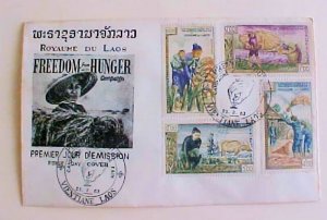 LAOS FDC 1963 FREEDOM FROM HUNGER  CACHET UNADDRESSED