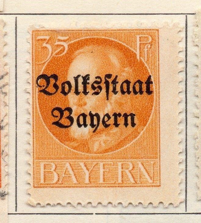 Bavaria 1919 Early Issue Fine Mint Hinged 35pf. Optd 109346