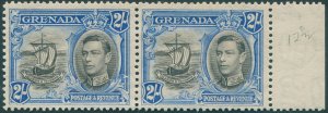 Grenada 1938 2s black & ultramarine Perf 12½ SG161 unused pair