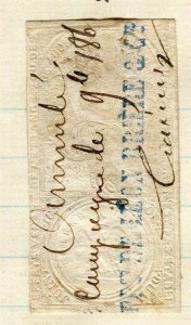 FRANCE; COLONIES 1860s classic Imperf Embossed Revenue used value, 25c.