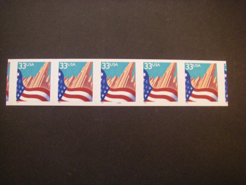 Scott 3281d, 33 cent Flag over City, PNC5 #9999A, small date, MNH Beauty