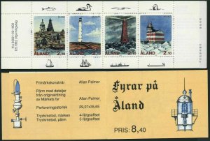 Finland-Aland 64-67a booklet,MNH. Lighthouses 1992.Ranno,Salskar,Lagskar,Market.