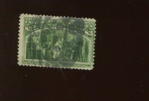 243 Columbian Hi Value Used Stamp with APS Cert (Bz 293) APEX