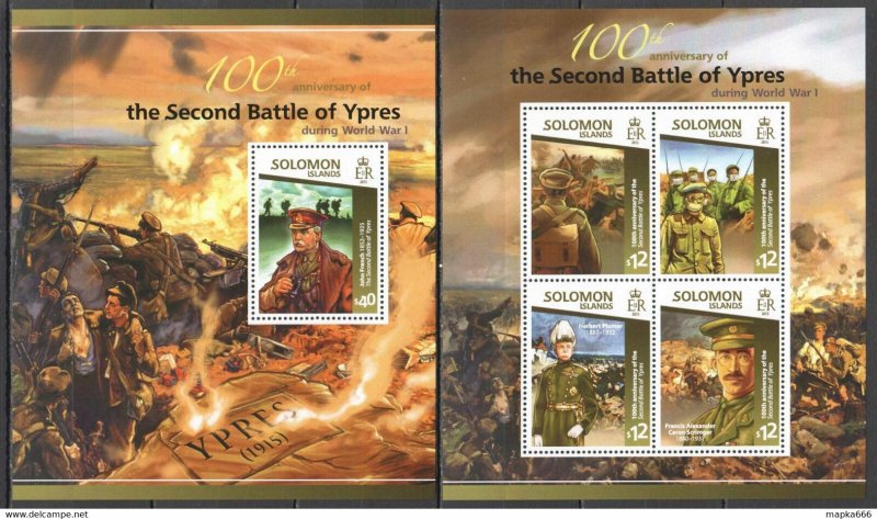 2015 Solomon Islands World War I Wwi Battle Of Ypres #3032-6 1+1 ** Ls410
