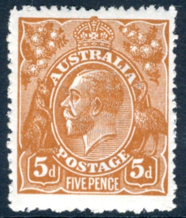 AUSTRALIA-1915 5d Brown Sg 23 LIGHTLY MOUNTED MINT V15335