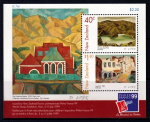 New Zealand 1999 Paintings - Philex France Mint MNH Miniature Sheet SC 1600a