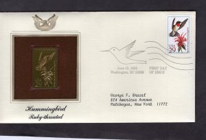 2642 Ruby-throated, FDC PCS Gold Replica addressed